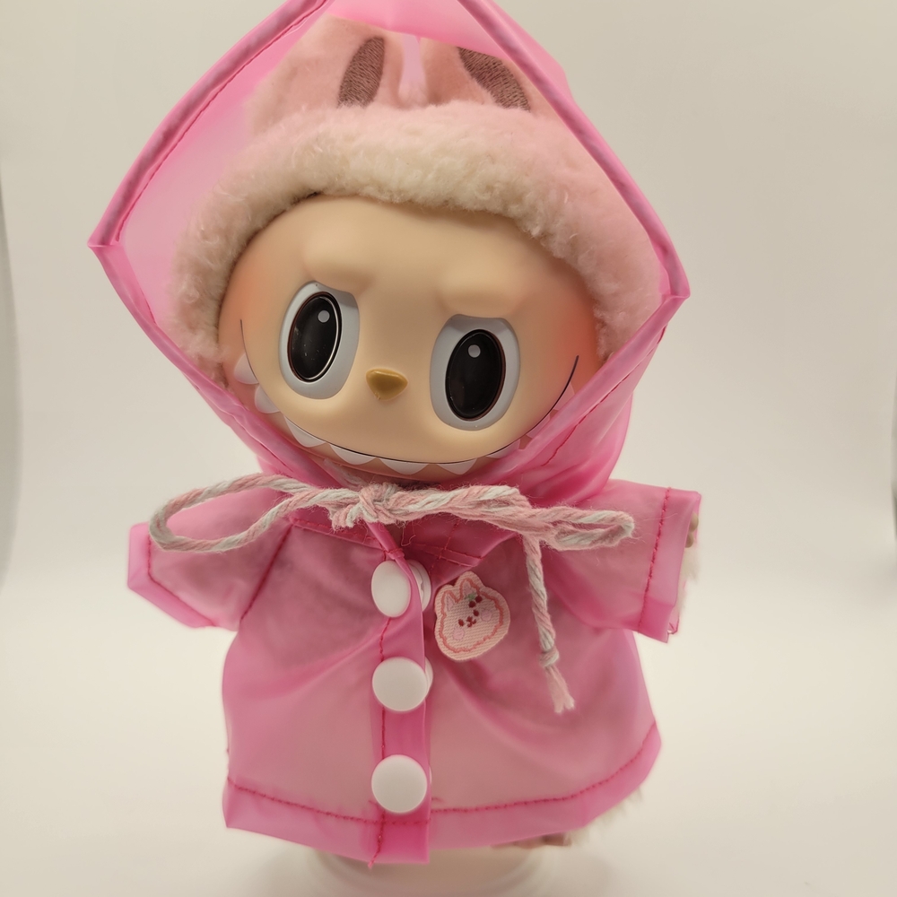 17cm Doll Clothing Pink Bunny Raincoat. No Doll Included.